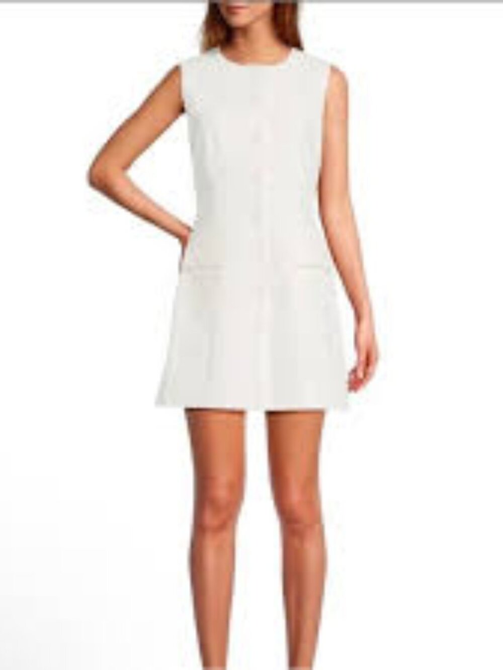 new ANTONIO MELANI White Button-Front Mini Sleeveless A-Line Dress white 4